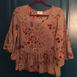 NWOT Floral Blouse with Bell Sleeves
